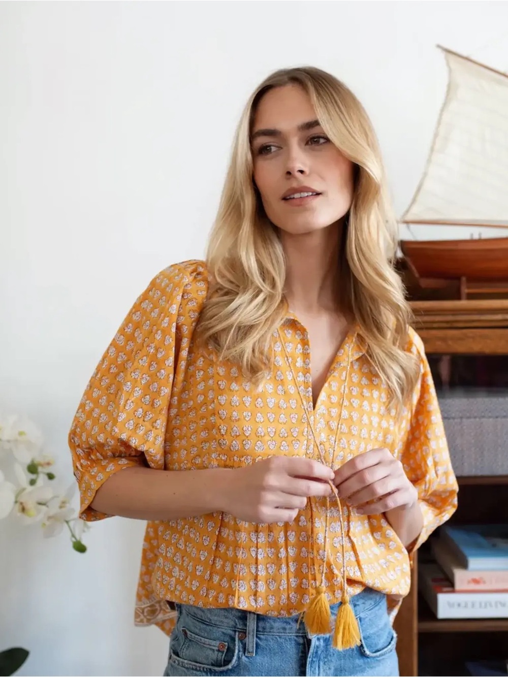 Marea by Liz Joy Steph Top in Marigold Thistle